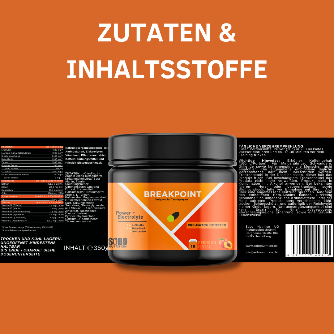 Breakpoint PRE-MATCH Tennis Booster Pfirsich-Eistee