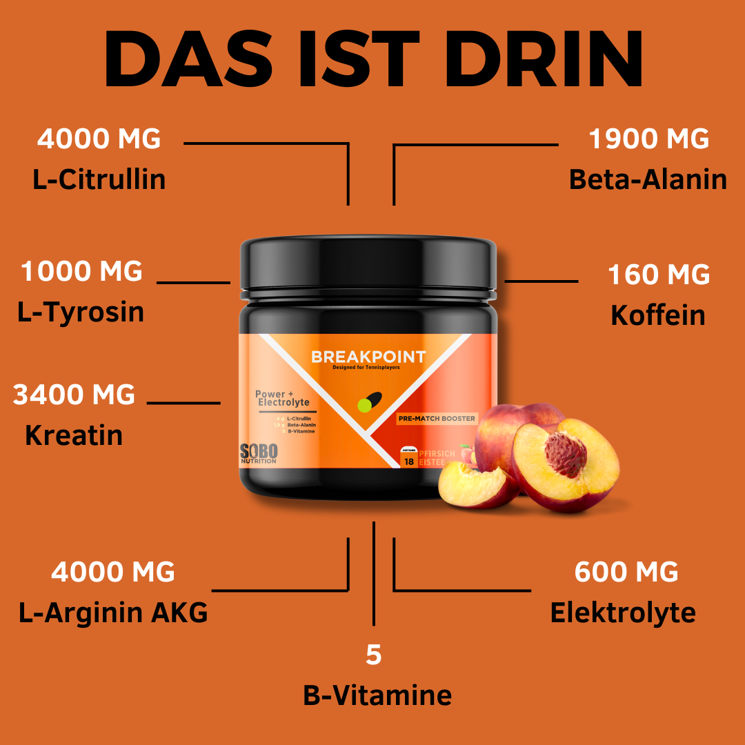 Breakpoint PRE-MATCH Tennis Booster Pfirsich-Eistee